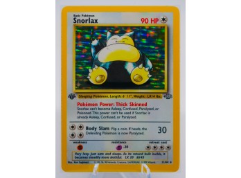 VINTAGE CHASE!!! GORGEOUS 1ST ED SNORLAX Jungle Set Holographic Pokemon Card!!!