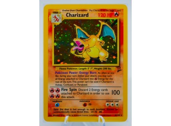 Phenomenal PSA-READY CHARIZARD Base Set 2 Holographic Pokemon Card WITH HOLO SWIRL!!!