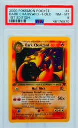 PSA 8 NM-MT 1ST ED DARK CHARIZARD Team Rocket Set Holographic Pokemon Card!!!