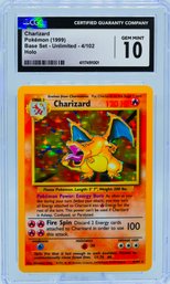 Remarkable CGC 10 GEM MINT(!) CHARIZARD BASE SET HOLOGRAPHIC POKEMON CARD!!!!