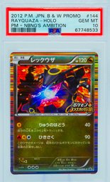 ULTRA SCARCE PSA 10 GEM MINT RAYQUAZA Japanese B&W POKEMON & NOBUNAGA'S AMBITION PROMO HOLO POKEMON CARD!!!