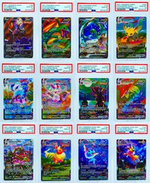APEX OF PKMN!! COMPLETE MASTER EVOLVING SKIES SET W/ ALL PSA 10 CHASE CARDS & EXTRA PSA 10 VMAX Promo Trio!!!