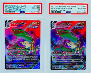 SHOWCASE PSA 10 GEM MINT Rayquaza VMAX Alt Art English & Japanese Pair Silver Tempest VMAX Climax!!!