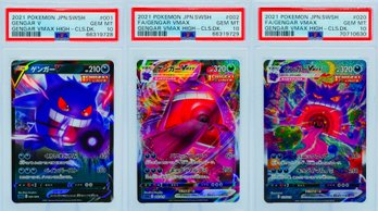 MAGNIFICENT PSA 10 GEM MINT GENGAR TRIO - High-Class Deck Ultra Rare - Gengar V, VMAX, Alt Art!!!!