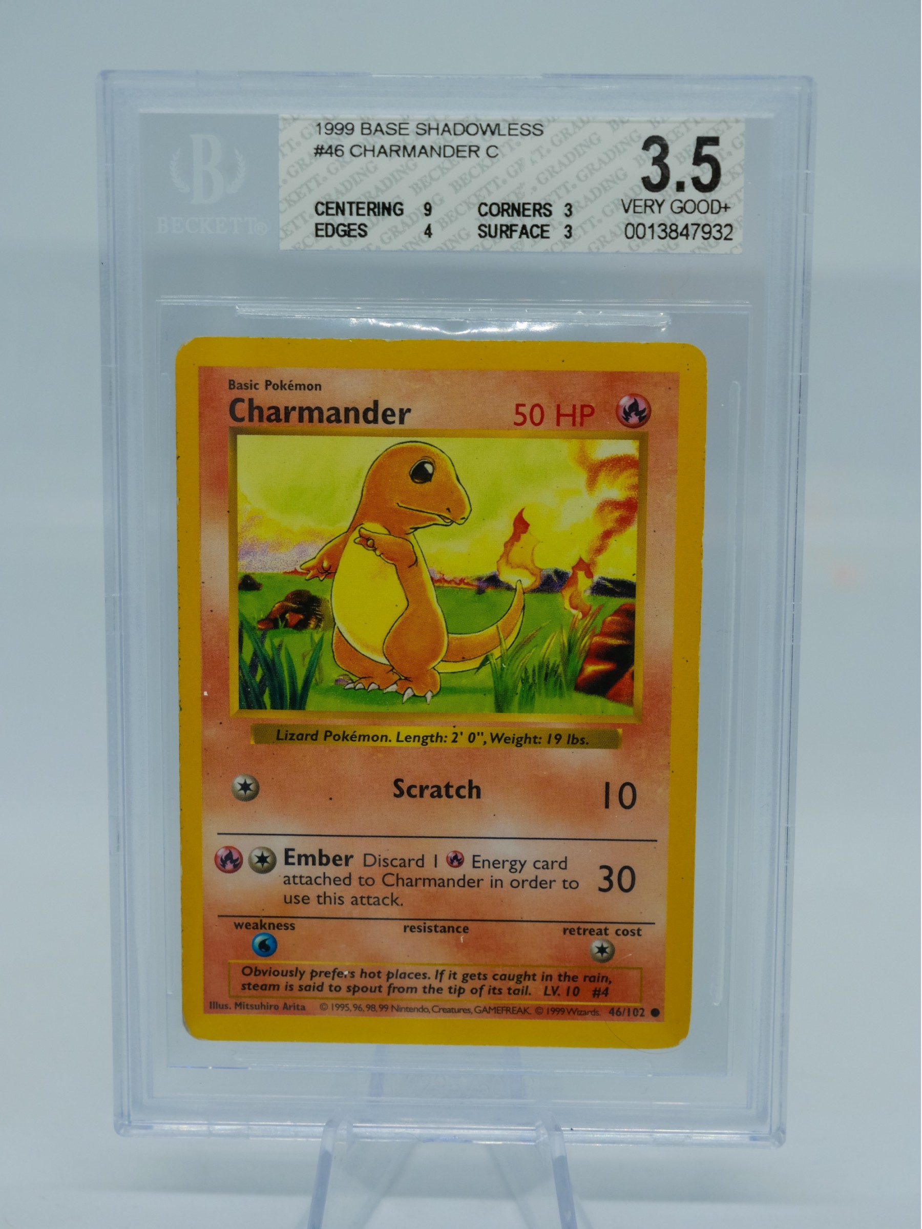 BGS 3.5 VGp Shadowless Charmander Base Set Pokemon Card! #3046 |  Auctionninja.com