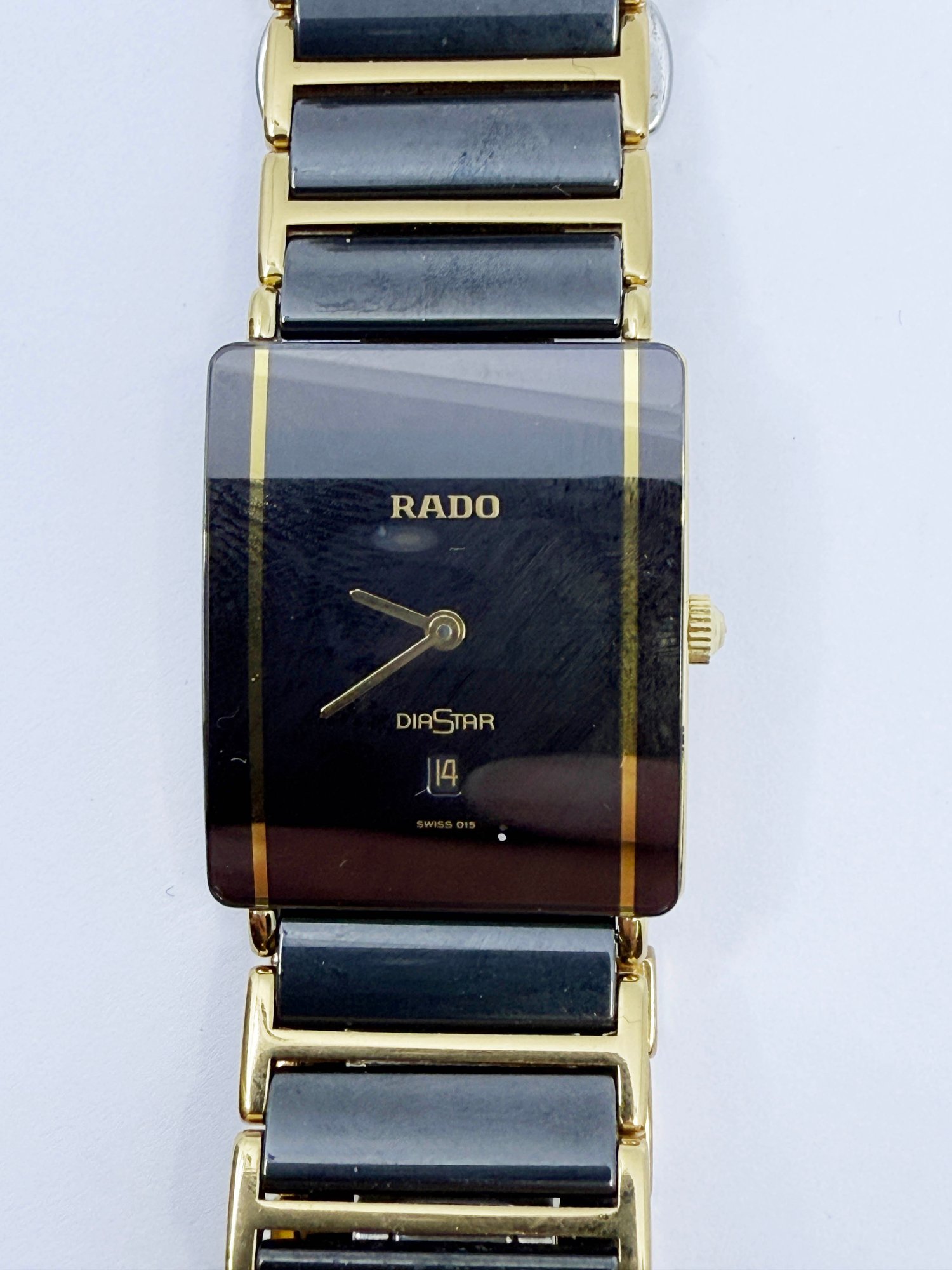 A-32) VINTAGE RADO DIASTAR SWISS 015-CERAMIC BLACK WRISTWATCH-REF