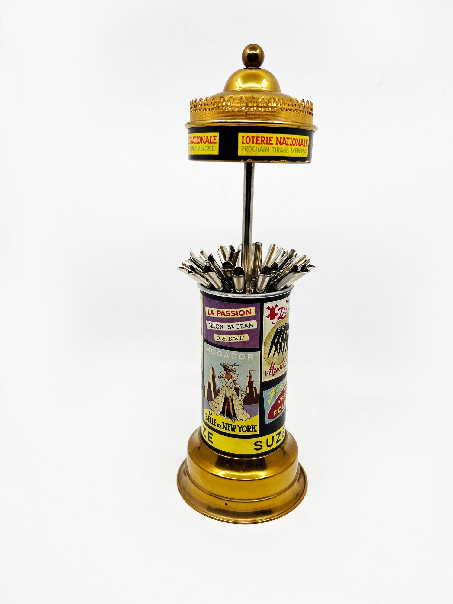 vintage cigarette holder stick 1930s Art Deco Brass Bartender Cigarette Holder