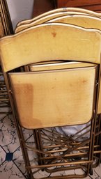 (DR) SET OF FIVE VINTAGE FRITZ & CO FOLDING CHAIRS - YELLOW VELVET