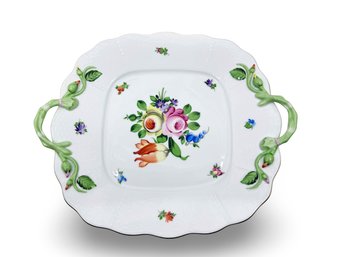(B-18) VINTAGE HEREND PRINTEMPS SQUARE CAKE PLATE-APPROX. 11' X 9.5'-HUNGARY