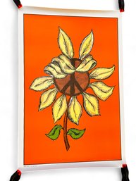 (A-21) VINTAGE 35' X 23' POSTER-VAGABOND CREATIONS-ANTI WAR SUNFLOWER &  PEACE SIGN