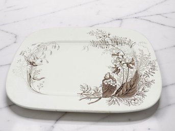 (A-47) VINTAGE HAND PAINTED DISH-VICTORIA BROWN-ASHWORTH BROS-BROWN FLORAL-APPROX. 12'X15'-NO EASEL