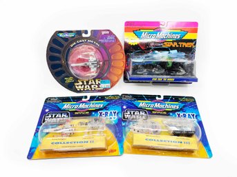 (D-48) VINTAGE LOT OF 4 STAR WARS COLLECTABLES-STILL IN ORIGINAL PACKAGING-MICRO MACHINES