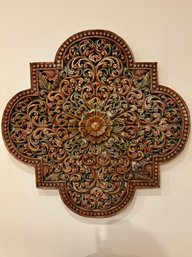 (UPBR) INTRICATE CARVED WOOD WALL SCULPTURE - 30' ROUND