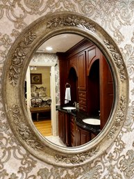 (UB-5) VINTAGE OVAL MIRROR WITH ROSES ON THE FRAME - 27' BY 31' - NO SHIPPING