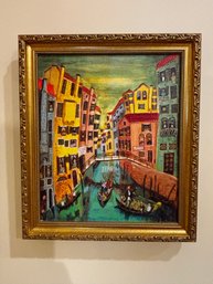 (UPHall) FRAMED MICHAL MERON PRINT 'HANUKKAH IN VENICE' - 12' BY 14'