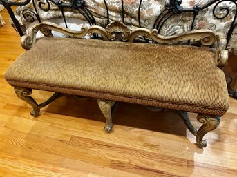 (UPBR) VINTAGE WOOD & UPHOLSTERY BENCH, BEDSIDE BENCH - 55' BY 25' BY 19'
