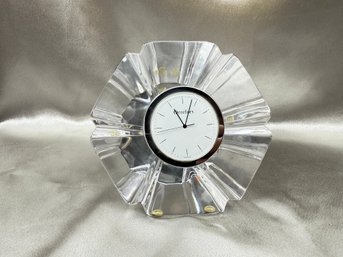 (A-19) VINTAGE ORREFORS VISION CRYSTAL DESK CLOCK-QUARTZ MOVEMENT-NEEDS BATTERY-SWEDEN