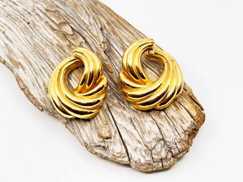 (J-42) VINTAGE 14 KARAT YELLOW GOLD EARRINGS-APPROX. 13.40 DWT