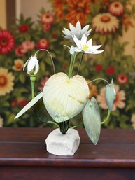 (A-53) VINTAGE 1978 SIGNED METAL FIGURE-FLORAL DESIGN
