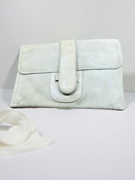 (A-60) VINTAGE ANDREA PFISTER WHITE LEATHER CLUTCH BAG-ITALY