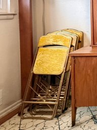 (DR) SET OF SEVEN VINTAGE FRITZ & CO FOLDING CHAIRS - YELLOW CRUSHED VELVET