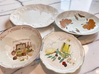 (A-153) VINTAGE COLLECTION OF 4 DECORATIVE CERAMIC PLATTER AND DISHES-MOSTLY ITALY