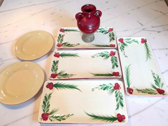 (P-111) VINTAGE SET OF 7 MOSTLY SOUTHERN LIVING STONEWARE AND CERAMIC KITCHENWARE
