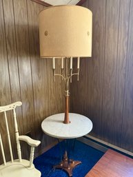 (BR) MID CENTURY MOD MARBLE TOP ACCENT TABLE / LAMP COMBO , GREAT CONDITION - 21' BY 64'