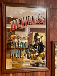 (BASE) VINTAGE DEWARS FINEST SCOTCH WHISKEY MIRRORED BAR SIGN, FRAMED- 24' BY 34'
