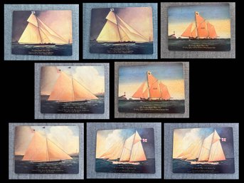 (A-37) VINTAGE SET OF 8 PIMPERNEL CORKED BACK PLACEMATS-UNIQUE SAILING SHIPS-15 3/4'X 11 3/4'-ENGLAND