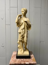 (P-13) VINTAGE A. SANTINI NEOCLASSICAL 'DIANA OF GABII' WOMAN SCULPTURE  -25'