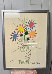 (P-21) VINTAGE MID CEN PICASSO 'BOUQUET OF PEACE' SILKSCREEN -MODERN CLASSICS - 28' BY 21'