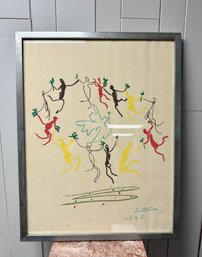 (P-22) VINTAGE MID CEN PICASSO SILKSCREEN 'LA RONDE'-MODERN CLASSICS - 28' BY 21'