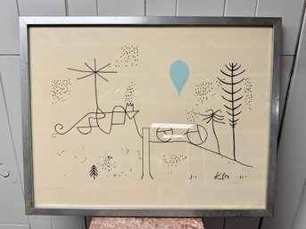 (P-23) VINTAGE MID CEN PAUL KLEE SILKSCREEN 'SWISS WINTER'-MODERN CLASSICS - 28' BY 21'