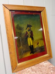 (P-29) ANTIQUE LITHO ON GLASS 16TH CEN. LONDON FOOT SOLDIER -16' BY 20'