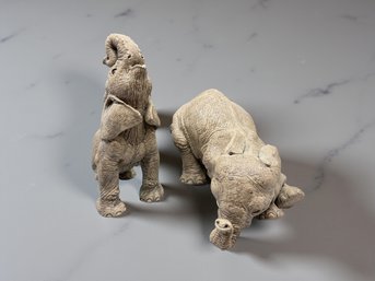 (A-27) VINTAGE PAIR OF COLLECTABLE ELEPHANT  RESIN FIGURINES-'THE HERD COLLECTION'