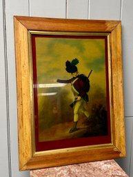 (P-31) ANTIQUE LITHO ON GLASS 16TH CEN. LONDON 'LIGHT INFANTRY MAN' -16' BY 20'