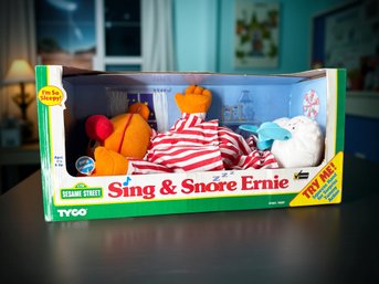 (A-43) VINTAGE NEW IN BOX 1996 TYCO SESAME STREET SING AND SNORE ERNIE TALKING PLUSH TOY