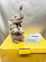 (A-48) VINTAGE NEW IN BOX RESIN HAND PAINTED MODEL OF POPCORN CIRCUS ELEPHANT