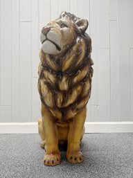 (P-46) LARGE VINTAGE ITALIAN CERAMIC LION - PURCHASED IN FORTUNOFF -REPAIR TO PAW - 37' BY 29'