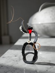 (A-54) VINTAGE HANDMADE METAL HORSESHOE SCULPTURE-LASSO-FOLK ART