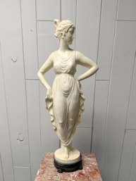 (P-57) VINTAGE A. SANTINI NEOCLASSICAL 'DANCING GIRL' WOMAN SCULPTURE -26'