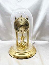 (A-66) VINTAGE HETTICH QUARTZ ANNIVERSARY MANTLE PENDULUM CLOCK-GERMAN-NEEDS BATTERY