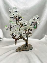 (A-68) VINTAGE SIGNED BIJAN BRONZE SIGNED SCULPTURE W/CLEAR GLASS BALLS -SOME MISSING