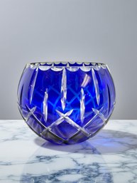 (A-78) VINTAGE GORHAM LADY ANNE SAPPHIRE BLUE CUT TO CLEAR COBALT BLUE CRYSTAL BOWL
