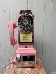 (P-70) VINTAGE CROSLEY PINK PLASTIC PAY PHONE - 19' BY 9'