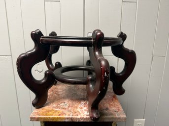 (P-74) VINTAGE WOOD ASIAN STYLE PLANT STAND PEDESTAL - 17' BY 11'