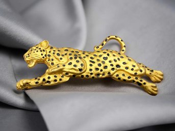 (A-95) VINTAGE NI 95 GOLD TONED LEOPARD BELT BUCKLE W/ENAMEL RHINESTONES