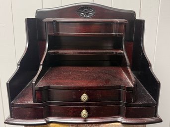 (P-75) VINTAGE WOOD DESK ORGANIZER WITH STORAGE - 16' BY 11'