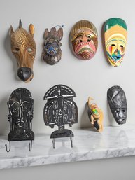(A-100) VINTAGE SET OF 8 ASSORTED COLLECTABLES-MASKS AND WALL HANGINGS